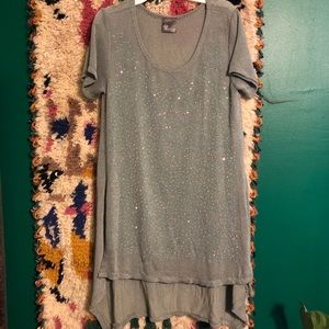 Boho Rhinestone Tunic top mossy gray